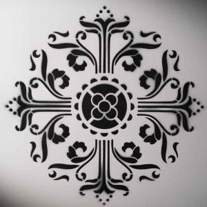 Stencil decorativo croce floreale - Modello 003043