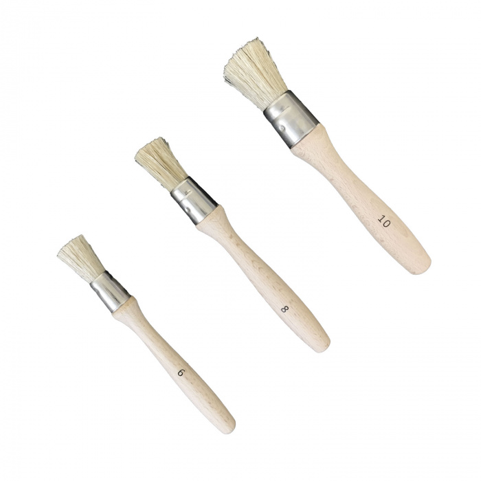 Set di pennelli per Stencil in legno con setole naturali da 12